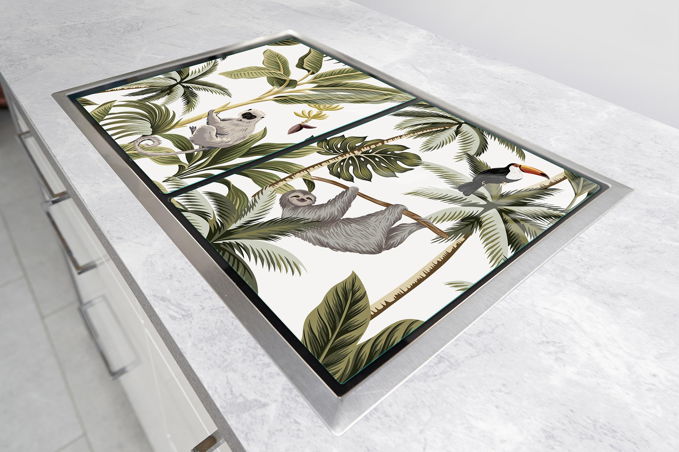 TMK ArtDeko Placa protectora de vitrocerámica 35 x 52 cm 2 piezas cocina eléctrica universal para inducción protección contra salpicaduras tabla de cortar de vidrio templado, hojas
