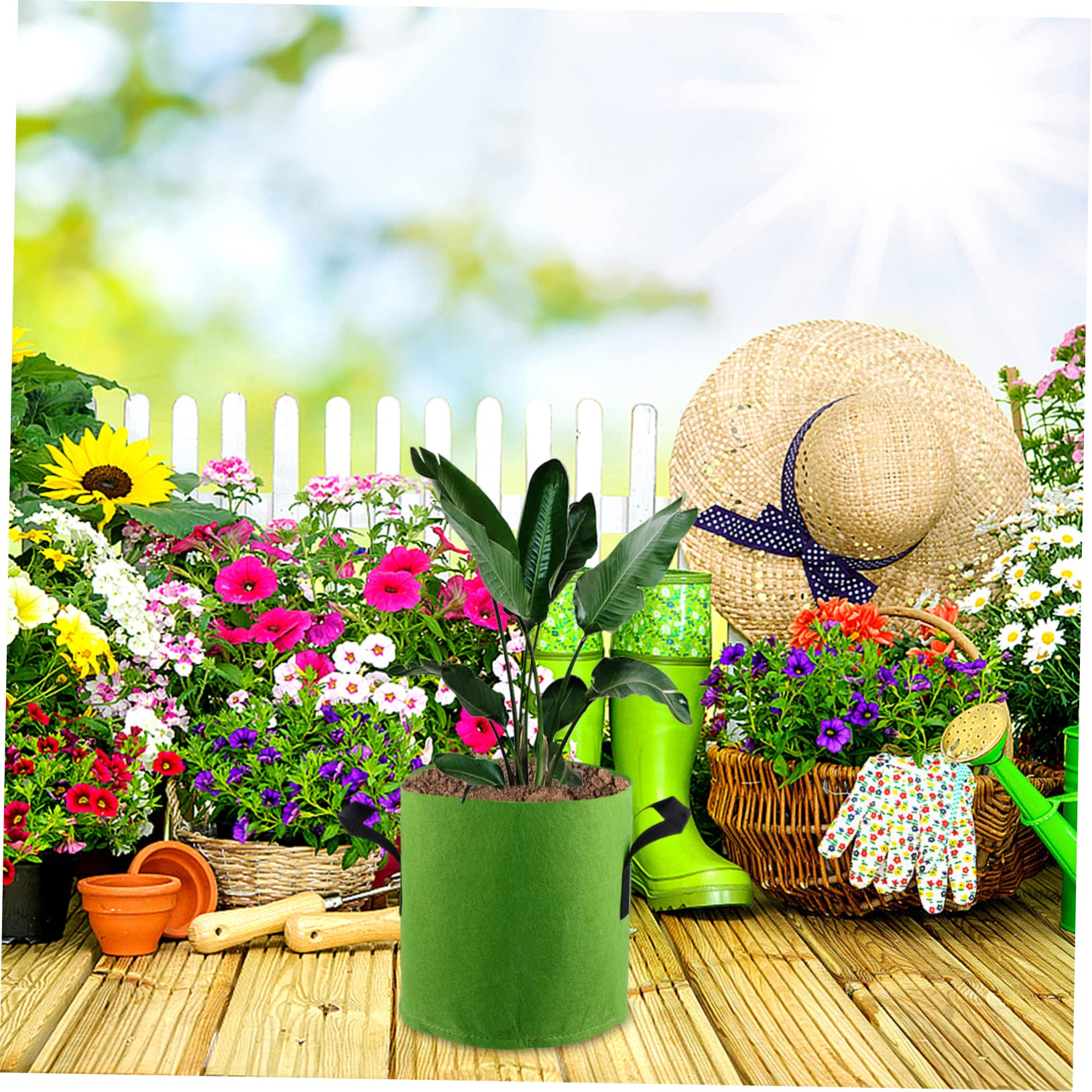 UKCOCO 2 Series Bolsa De Plantación De No Tejida Gruesa Y Transpirable para Jardín Bolsa para Almacenamiento De Plantas Y Exterior 4 Piezas*2