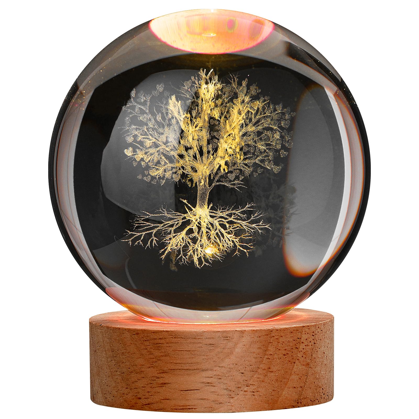 Large 3D Tree Night Light Crystal Ball, Spiritual Gifts for Women Crystal Lamp 16 Color Changing with Remote Control for Bedroom Decor, Spiritual Decor Tree Figurines