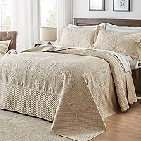 Vista 8 de Qucover Colcha extragrande tamaño King de 132 x 120 pulgadas, colcha extra ancha de Alaska King, juego de edredón de 3 piezas de microfibra suave