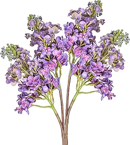 22” Artificial Lilac Flower Branch Real Touch Gradient Purple Fake Delphinium Antirrhinum Stem Flower for Wedding Bouquet Table Centerpieces Vase Floral Arrangement Home Decoration 2Pcs