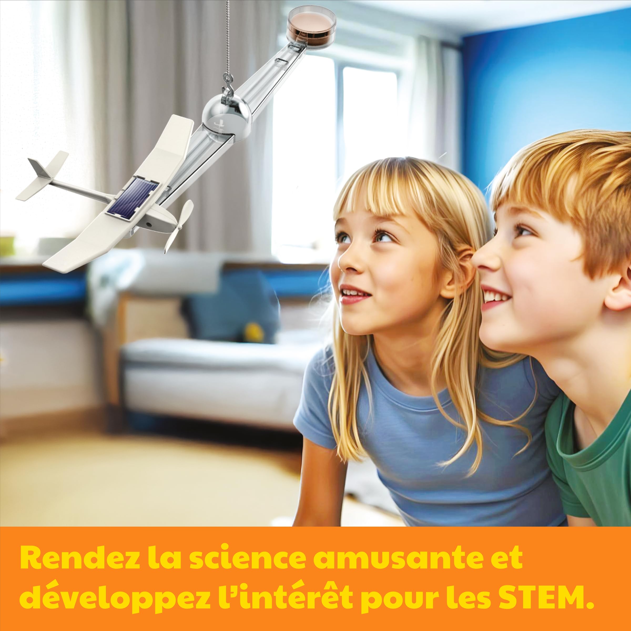 4M Green Science Avion Solaire Mobile – Kit STEM à Construire – Jouet Éducatif Énergie Solaire – Mobile Avion avec Panneau Solaire – Enfants 5+