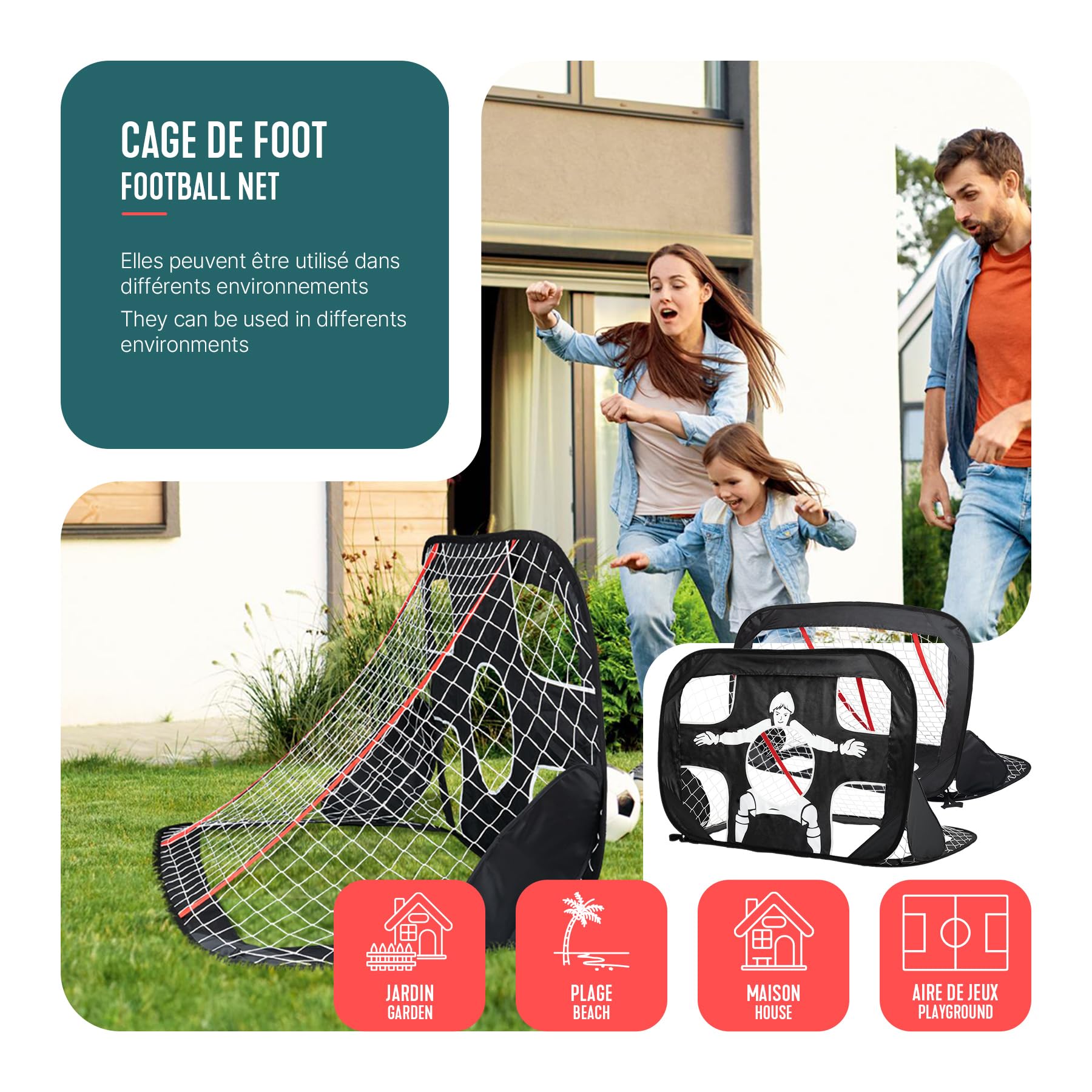 Set di 2 Porte da Calcio Pop Up Bambini 120×80×80 cm Pieghevole Portatile con Borsa