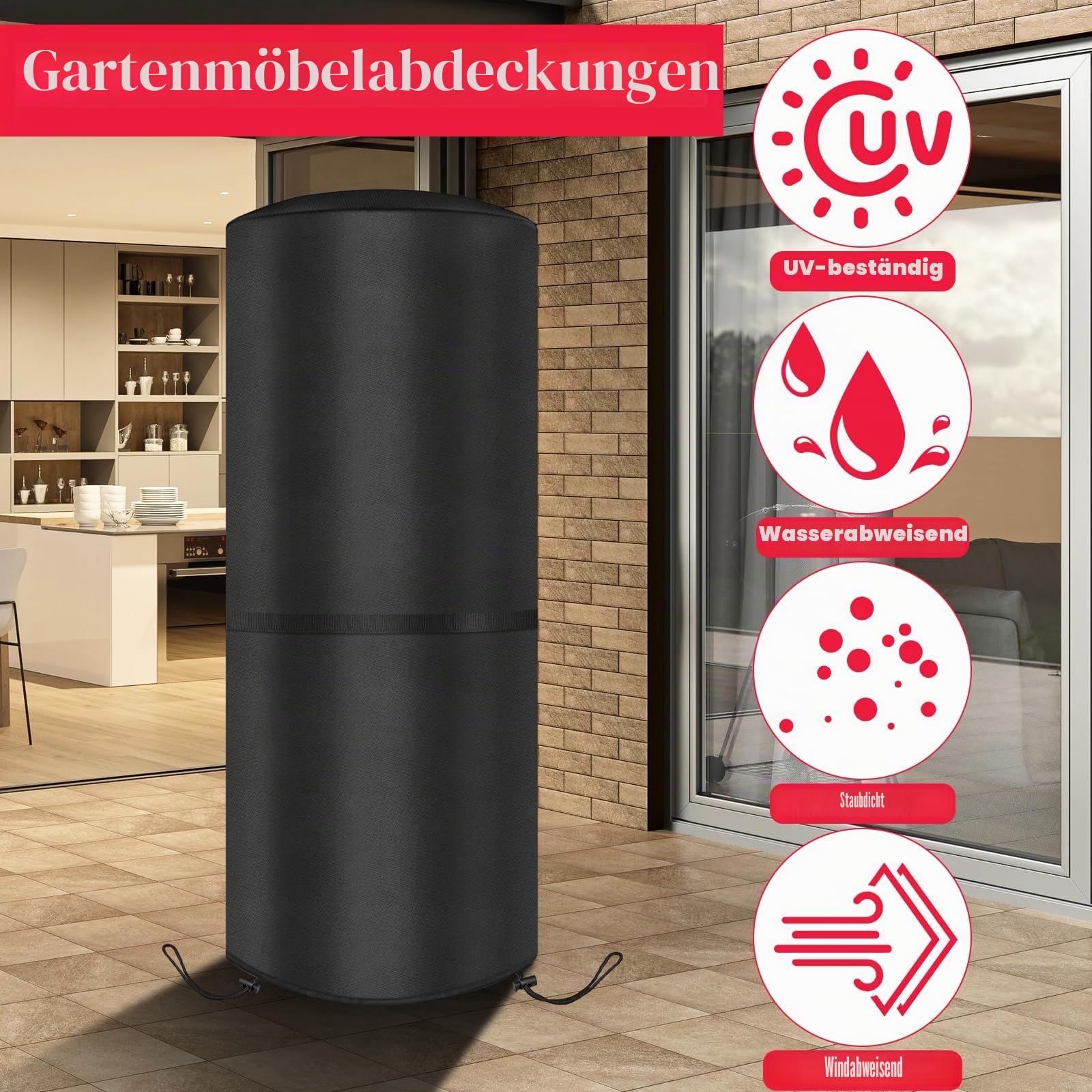 SIRUITON Wetterschutzabdeckung für Enders Polo 2.0 Terrassenheizer, reißfest, strapazierfähig, 420D Oxford-Gewebe, wasserdicht, winddicht, UV-beständig, Outdoor-Boxsackabdeckung ( 50x50x120cm)