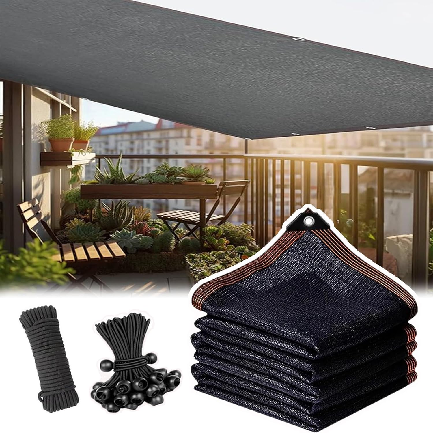 7x28 FT Shade Sail Sun Shade Cloth, Outdoor Shades Fabric Mesh Tarp with Grommets, UV Resistant Sun Shades Net for Plants, Pergola Cover, Patio, Privacy Fence, Backyard, Greenhouse