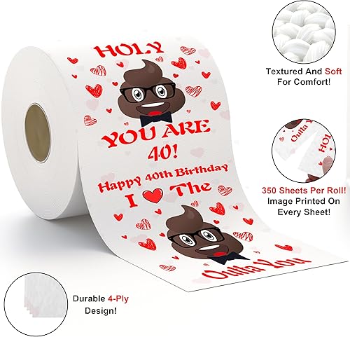 Miniatura 2 de Decoraciones o regalos de cumpleaños número 40 para mujeres, hombres, él y ella, recuerdos de fiesta de 40 cumpleaños, papel higiénico