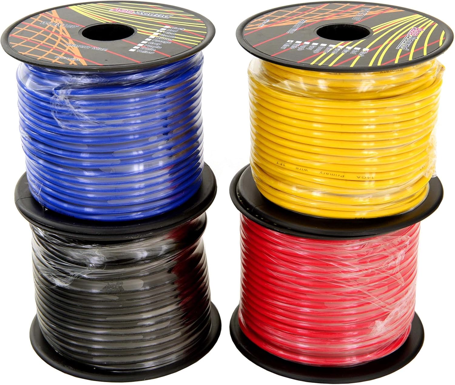 14 Gauge Flexible Copper Clad Aluminum Low Voltage Primary Wire 6 Color Set, 100ft roll (600 ft Total) for 12 Volt Automotive Trailer Harness Car Audio Video Wiring : Electronics