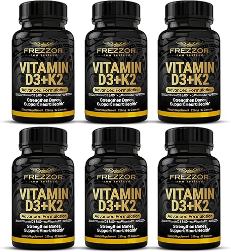 FREZZOR Cápsulas de vitamina D3 y K2, alta potencia D3 2000IU y K2 (MK7) 80mcg, VIT D3 único de lana de oveja 100% lanolina de oveja de Nueva