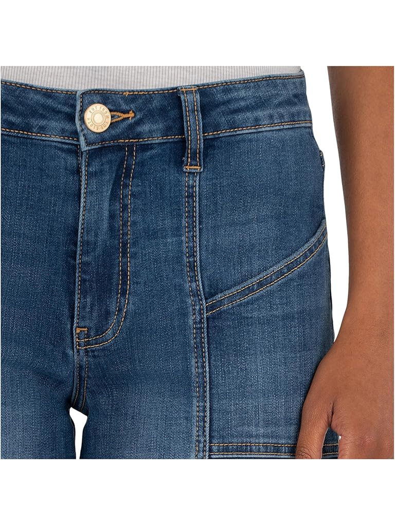 Navy KUT from the Kloth Petite Jean High Rise Wide Front Seam Patch Front Pockets