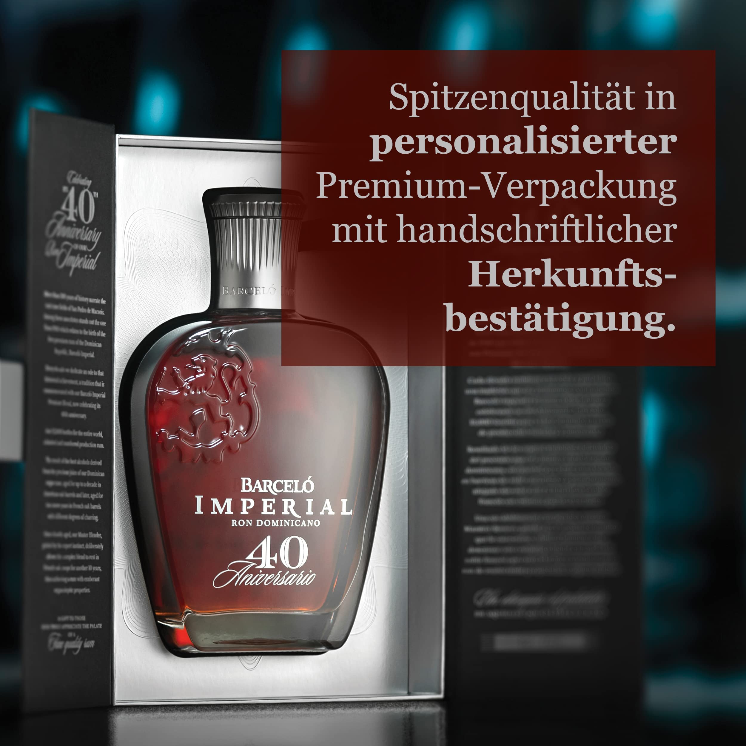 Ron Barceló Premium Blend 40 Aniversario Rum (1 x 0,7 l) 43% vol. - In edler Geschenkbox - Milder brauner Rum, blended aus exzellenten Rumsorten, behutsam und sorgfältig im Eichenfass gelagert