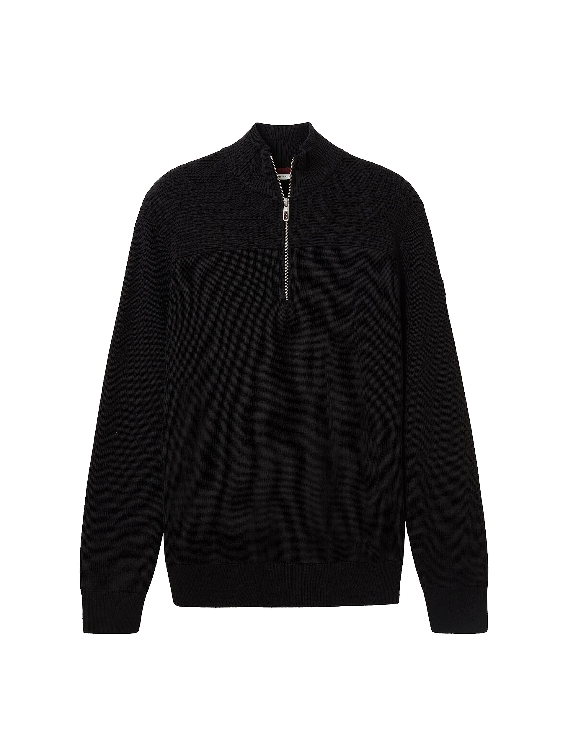 TOM TAILOR Herren 1038315 Strukturierter Strick-Pullover mit Troyer-Kragen (1er Pack)