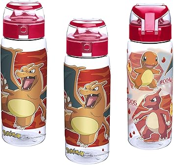 Amazon 3 Packポケモンヒトカゲ Charmeleon Charizard 25oz Tritanウォーターボトルflip Topキャップ Zak トロフィー メダル