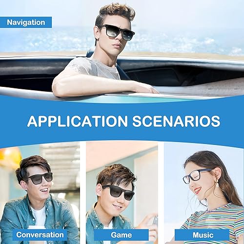 Miniatura 2 de Lentes de audio inteligentes, lentes de sol polarizados con Bluetooth, micrófono y altavoz integrados, asistente de voz, Bluetooth 5.0, gafas de sol