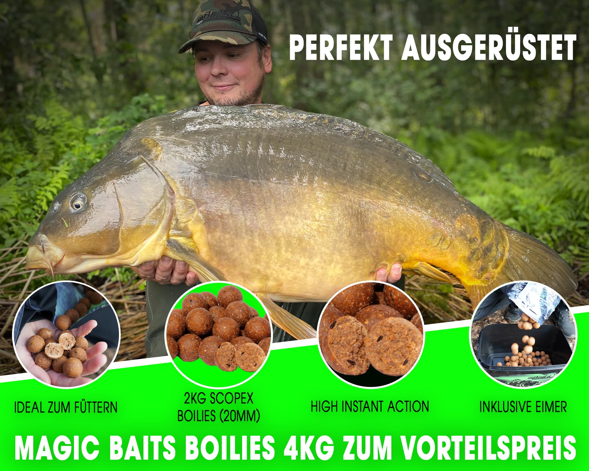 Angel-Berger Magic Baits Boilies im Eimer 4 kg alle Sorten Futterboilies Karpfenboilies Boilieset Karpfenköder