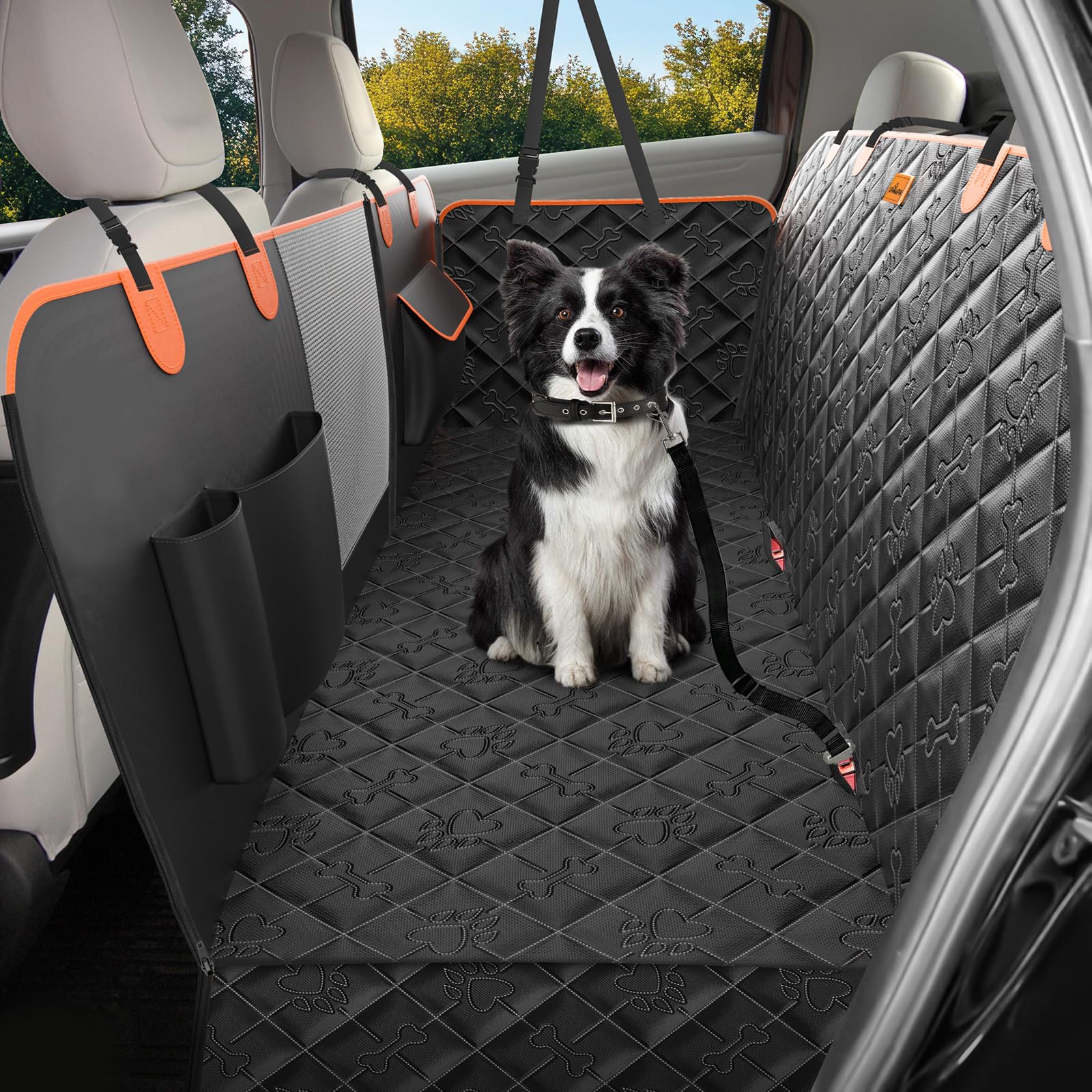 Funda Coche Perro Impermeable Protector Coche Perros Asiento Trasero Resistente al Agua y a los Arañazos Cubre Asientos Coche Perro Ajuste Universal para la Mayoría de Turismos, Suv y Camiones