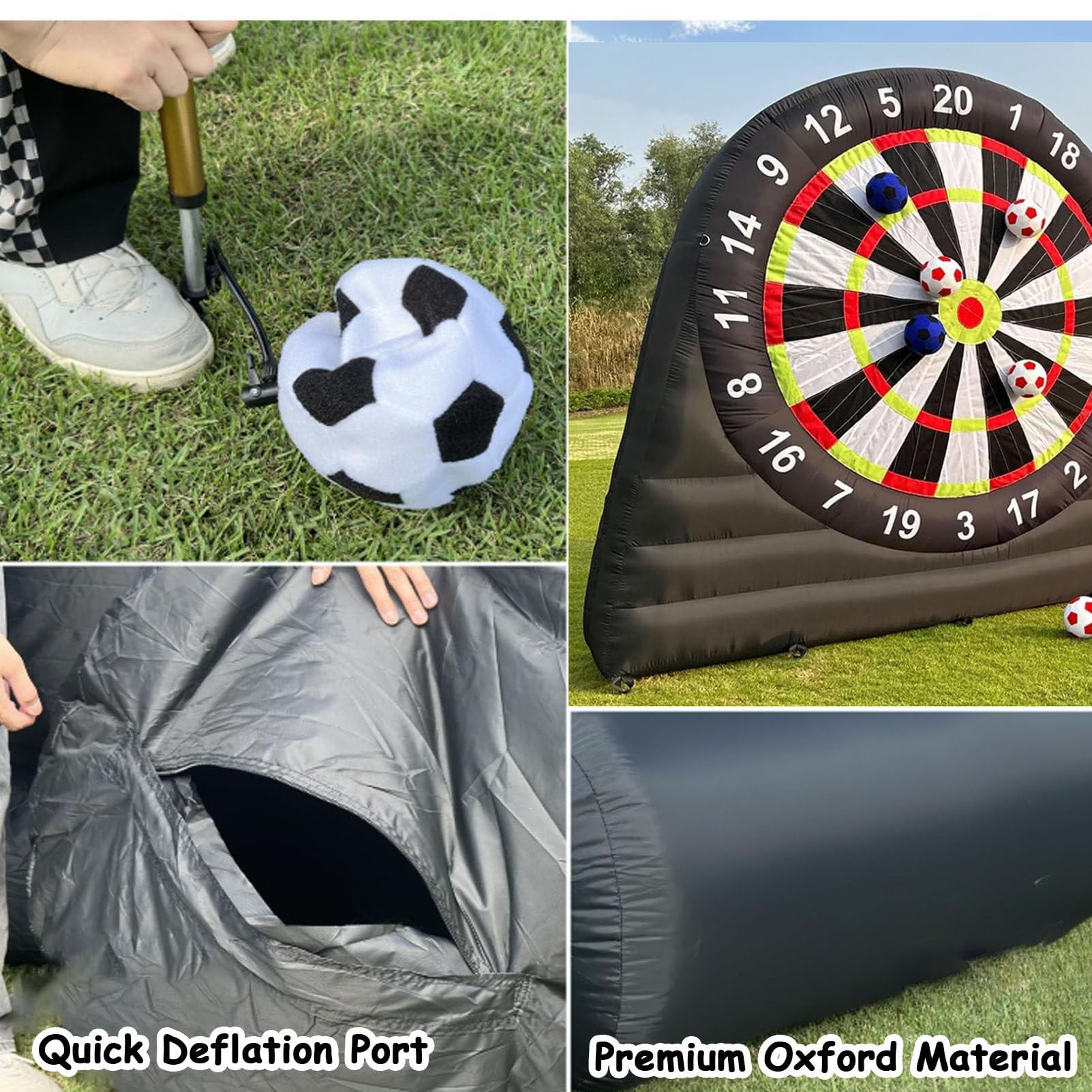 Diana de fútbol profesional para exteriores, diana inflable de alta adherencia con soplador de 370 W y 8 bolas, juego de dardos gigante para patios y fiestas, juego deportivo impermeable,4m