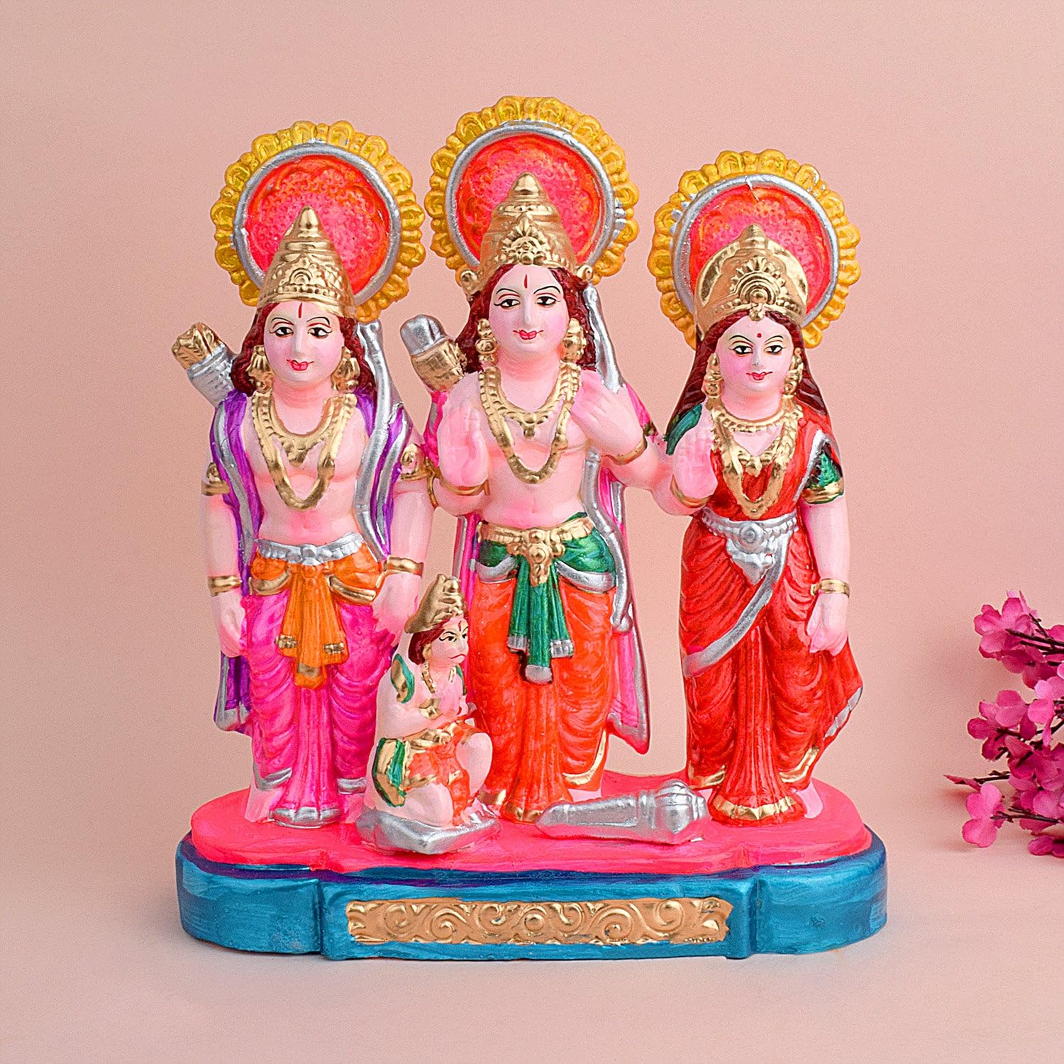 SATVIKReligious Handcrafted Colorful Clay Ramdarbar Statue Murti, God Idol Statue Showpiece Gifting Any Auspicious Occasion Like Wedding, Anniversary, Diwali, Housewarming, Home Decoration (RDS2)
