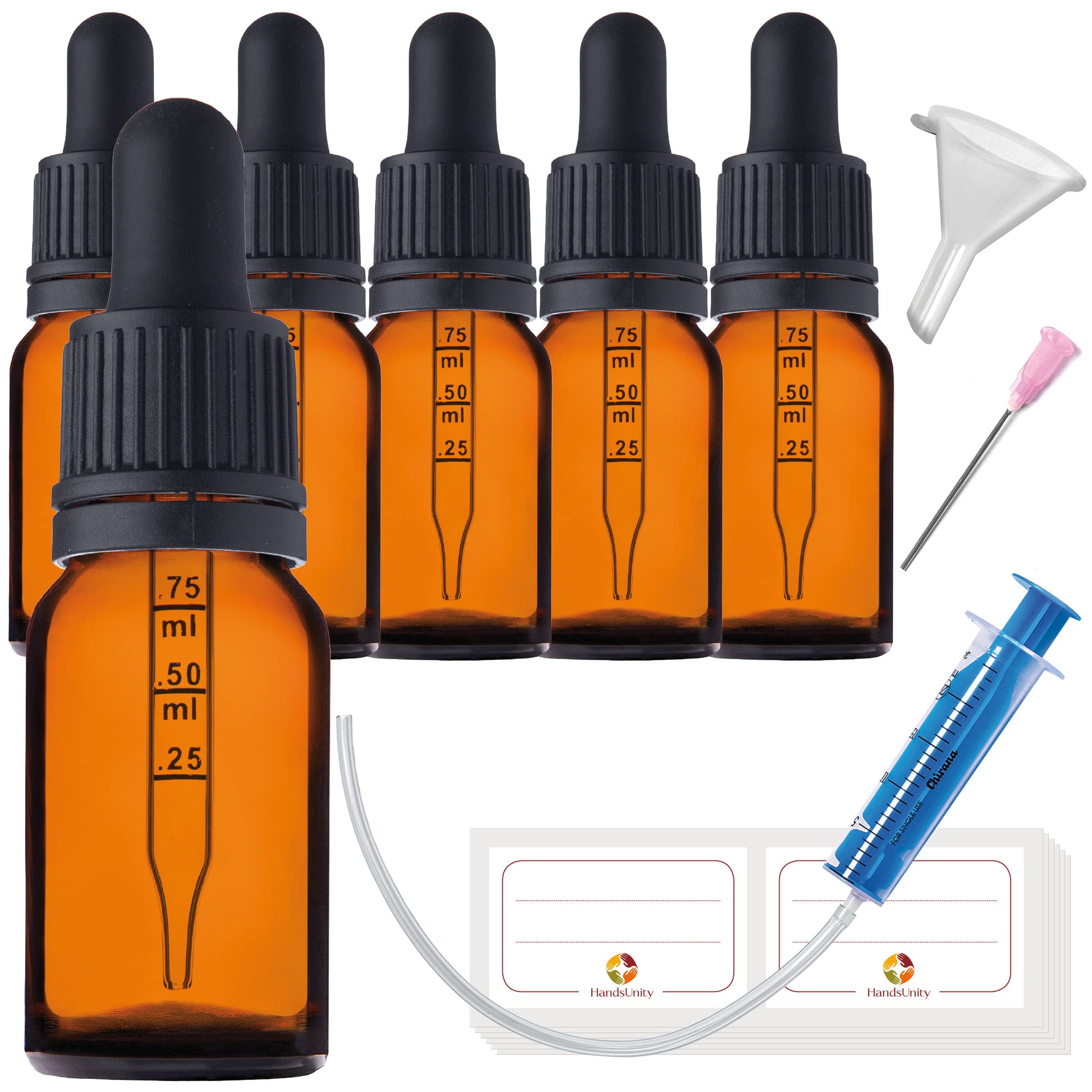 HandsUnity Pipettenflasche 10ml-6Stk Braunglasflasche mit Pipette