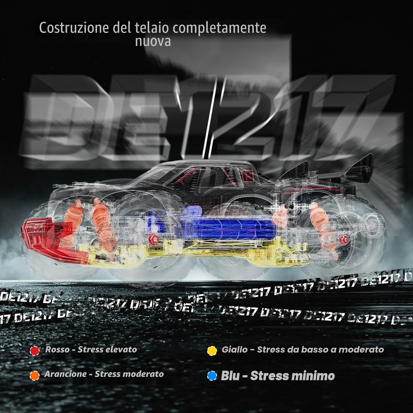DEERC Auto radiocomandata senza spazzole 1:14 per adulti, 46 mph off-road, 2 x 3S Lipo, 4WD impermeabile, 7 modalità di luce, auto radiocomandata ad alta velocità, fuoristrada per neve, sabbia e fango