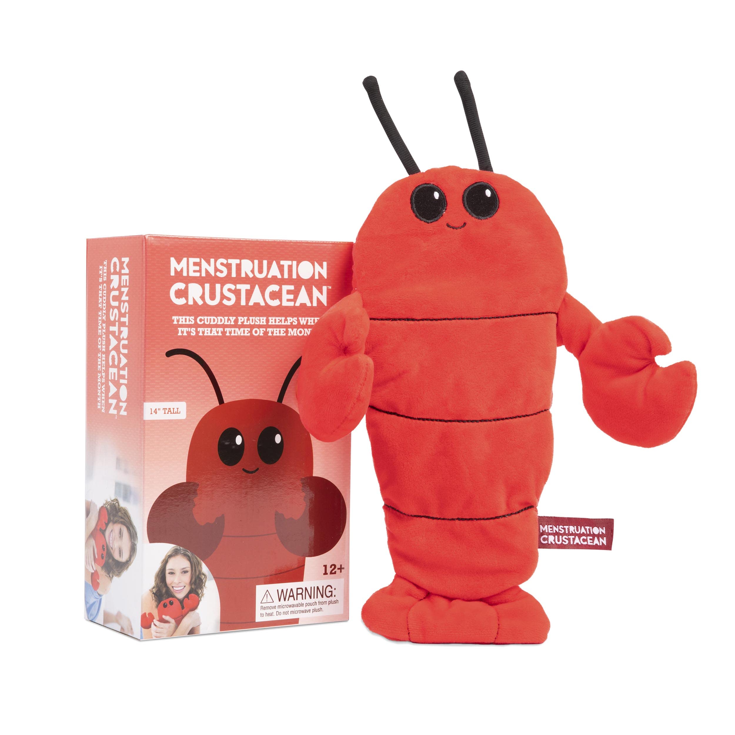 Menstruation Crustacean – Cuddly & Cute 14" Lobster Plush with Removable Lavender Scented Heating Pad – by What Do You Meme?