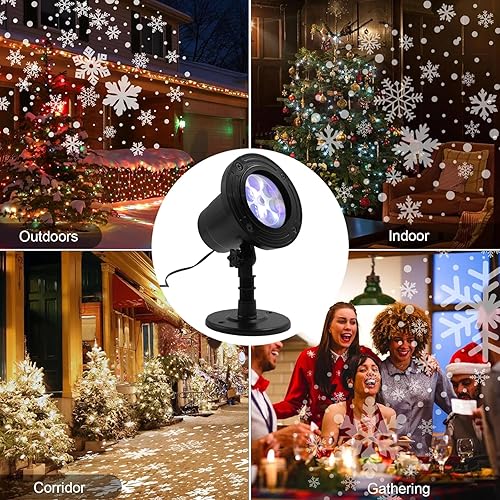 Miniatura 2 de Copos de nieve de Navidad luces LED al aire libre, proyector de nieve decoración de escenario, impermeable, fiesta de vacaciones, jardín, paisaje