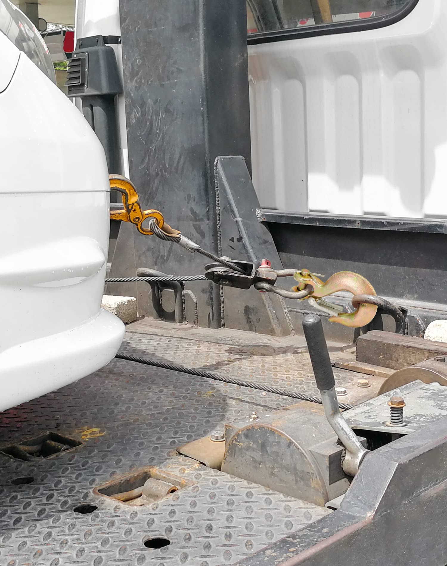 QWORK Ganci per catena di sicurezza, confezione da 8 ganci per catena di sicurezza in acciaio forgiato G70 da 5/16", con fermo, per rimorchi, verricelli, camion, rimorchi, carico 6,4 kg