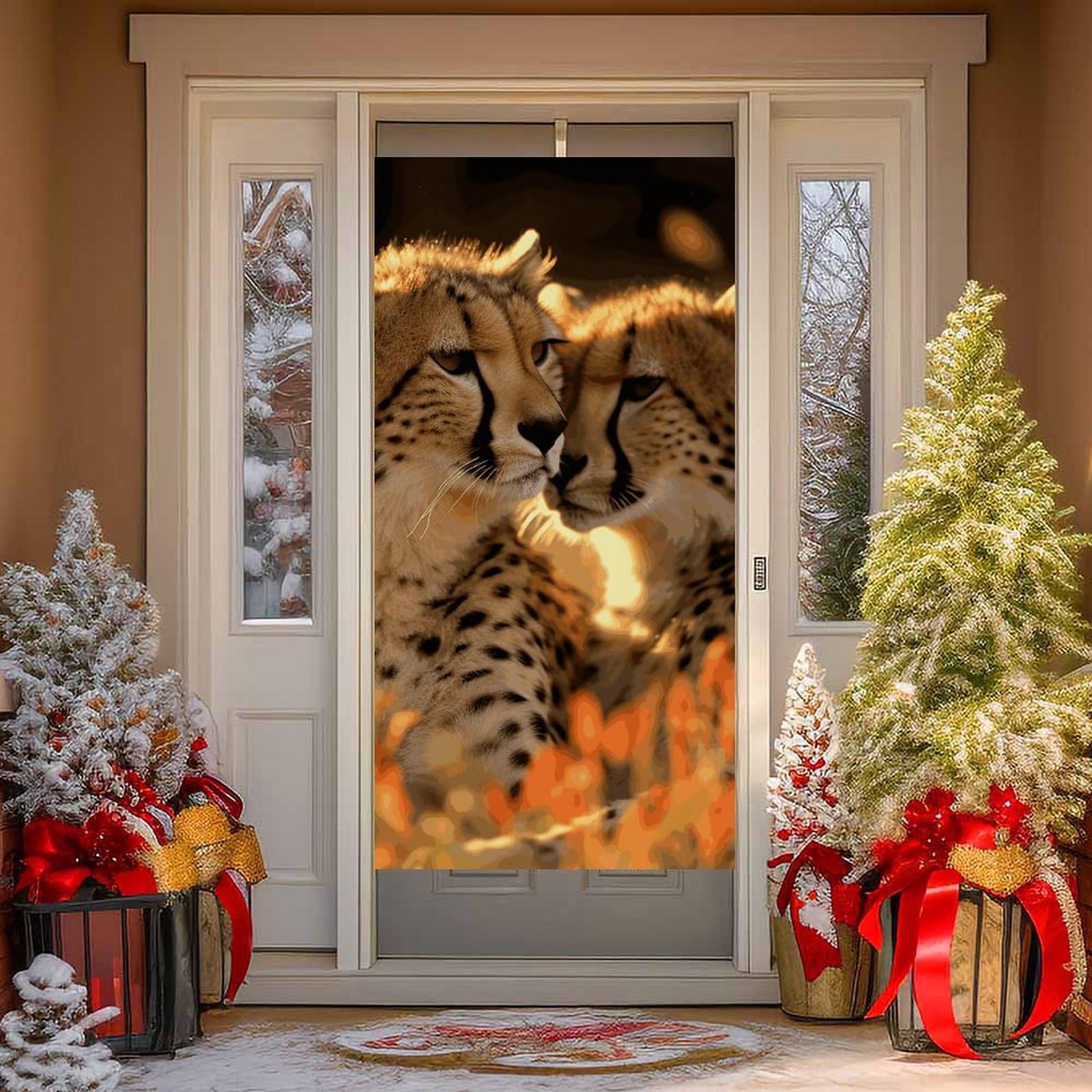 NTVOWPZO Cheetah Love Door Curtains for Doorway Privacy Dividers Door Banner Blackout Curtains Fabric Door Window Curtain for Home Bedroom Kitchen Decor 35.4x70.9 in Decorative Banner