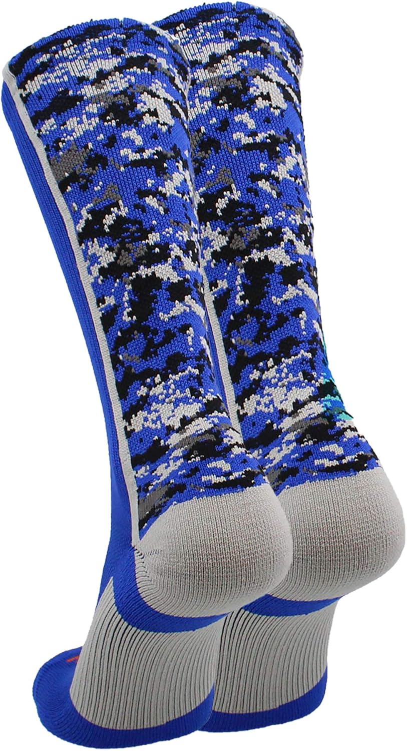 Athletic Crew Socks Digital Camo Football Basketball Lacrosse Royal Medium
