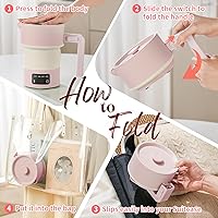 Vista 6 de Travel Electric Kettle-Collapsible Portable Electric Kettle, 600W Foldable Small Water Boiler with 4-Temp Presets, Food Grade Silicone for Hotel