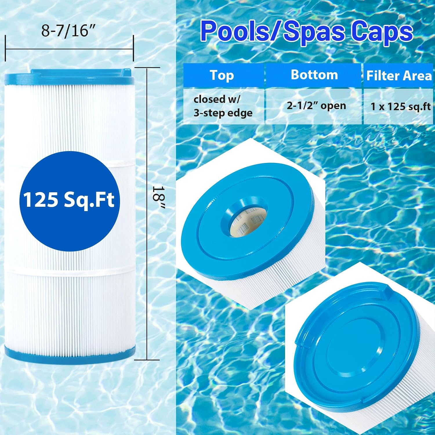 HANXER® Sundance Spa Filter 6540-490 Replaces for Hot Tub Filter C-8325, Filbur FC-2790, PSD125U, 817 0050, 03FIL1400, 81254, 125 Sq.Ft. Spa Hot Tub Filter, 1 Pack - Image 2