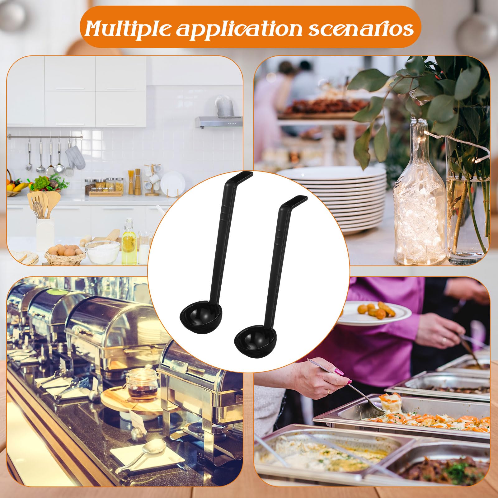 Black Ladle Set - 10 Serving Spoons -7
