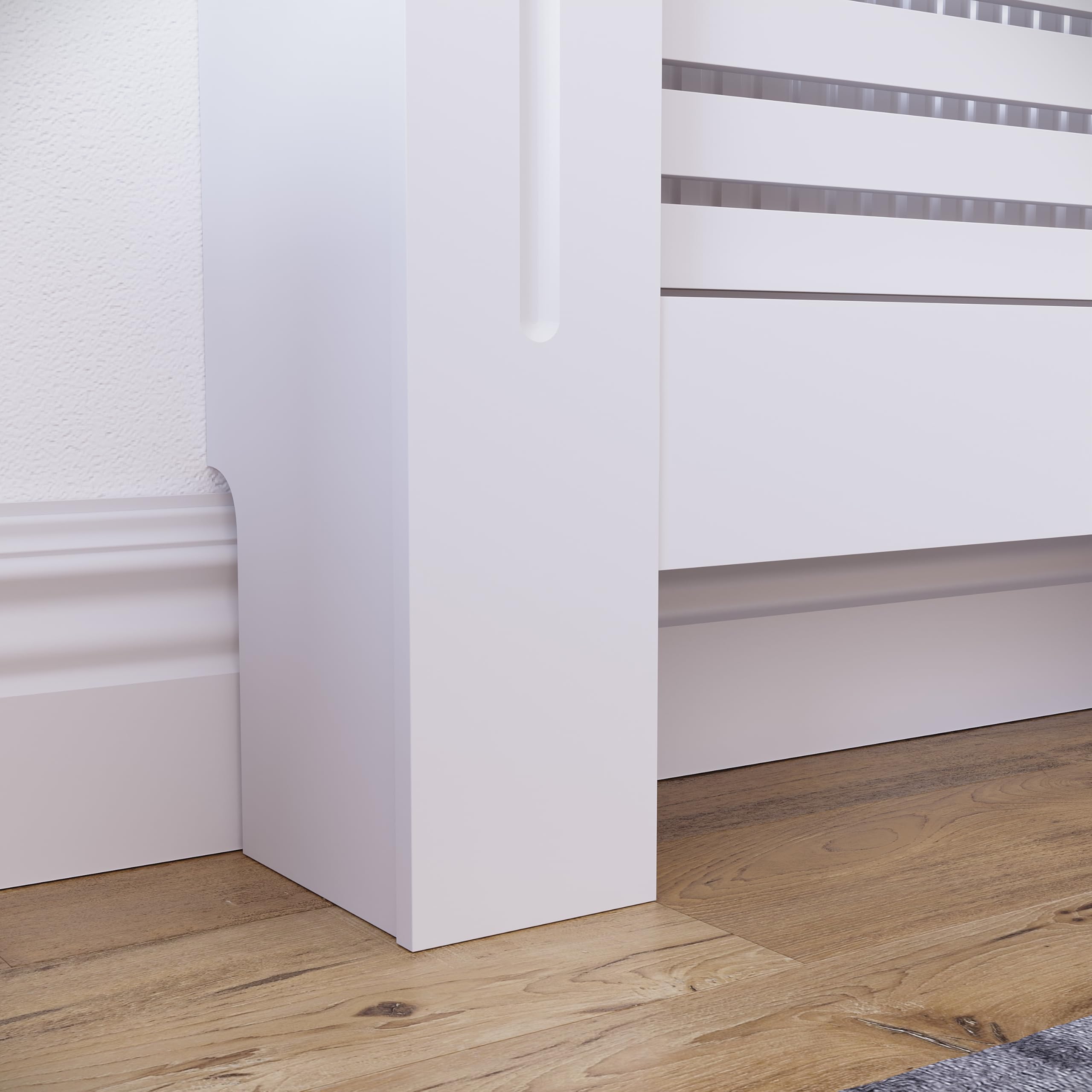 Vida Designs Milton Cubierta de radiador Blanco - Pequeño - Lamas horizontales Modernas para Mejor circulación del Calor - H82xW78xD19cm - MDF Pintado para salón y Pasillo