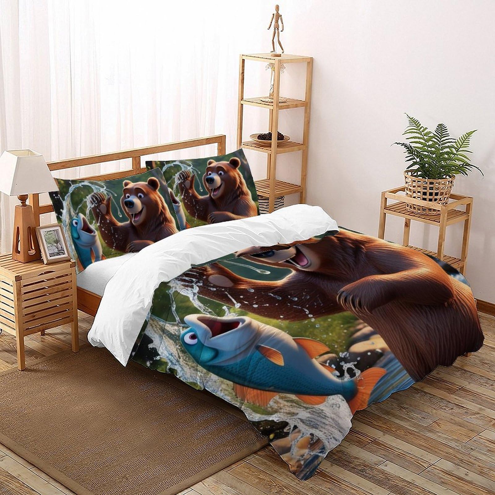 Housse de couette ours 220x240cm hypoallergénique facile à laver