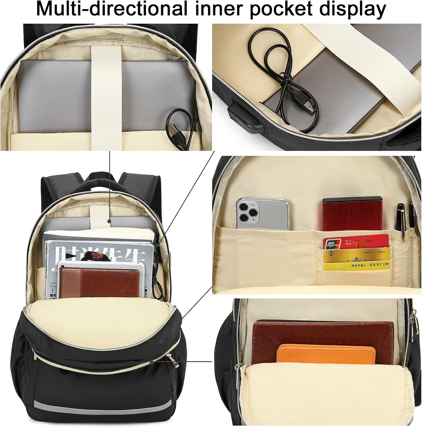Exclusive Discount 50% Price BLUBOON Backpack for Women 15.6 Inch Laptop Bookbag College School Backpack Girls Floral Schoolbag Compartment Daypack for Business Travel with USB Charging Port and Headphone Interface(Black)