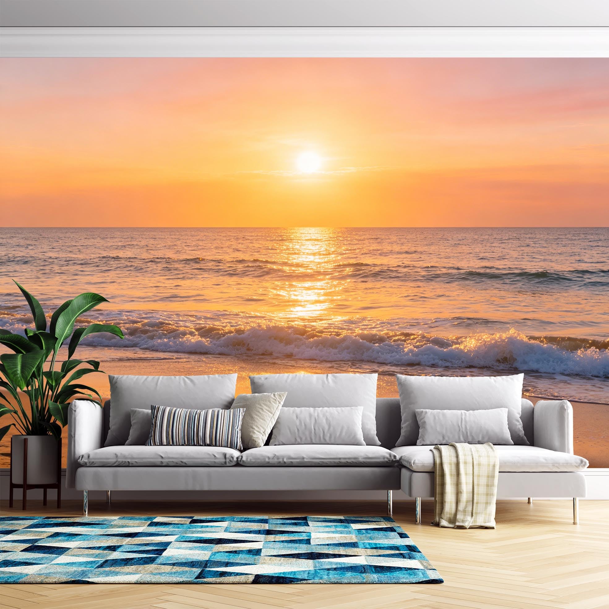 Carta Da Parati 3D Effetto Tramonto Oceano Murale Panoramico Per Soggiorno Carta Da Parati Murale In Tessuto Non Tessuto Poster Da Parete Personalizzato Decorazione Per La Casa Non Autoadesivo Tramo