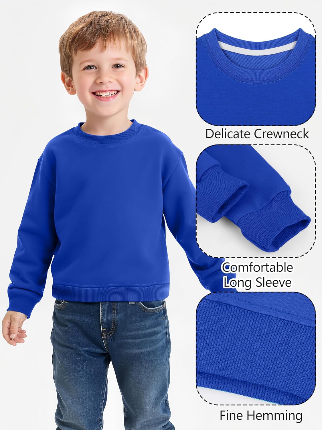 Cooraby 3 Pack Baby and Toddler Boys Crewneck Sweatshirts Kids Solid Cotton Pullover Hoodie Long Sleeve T-Shirts Tops - Image 4