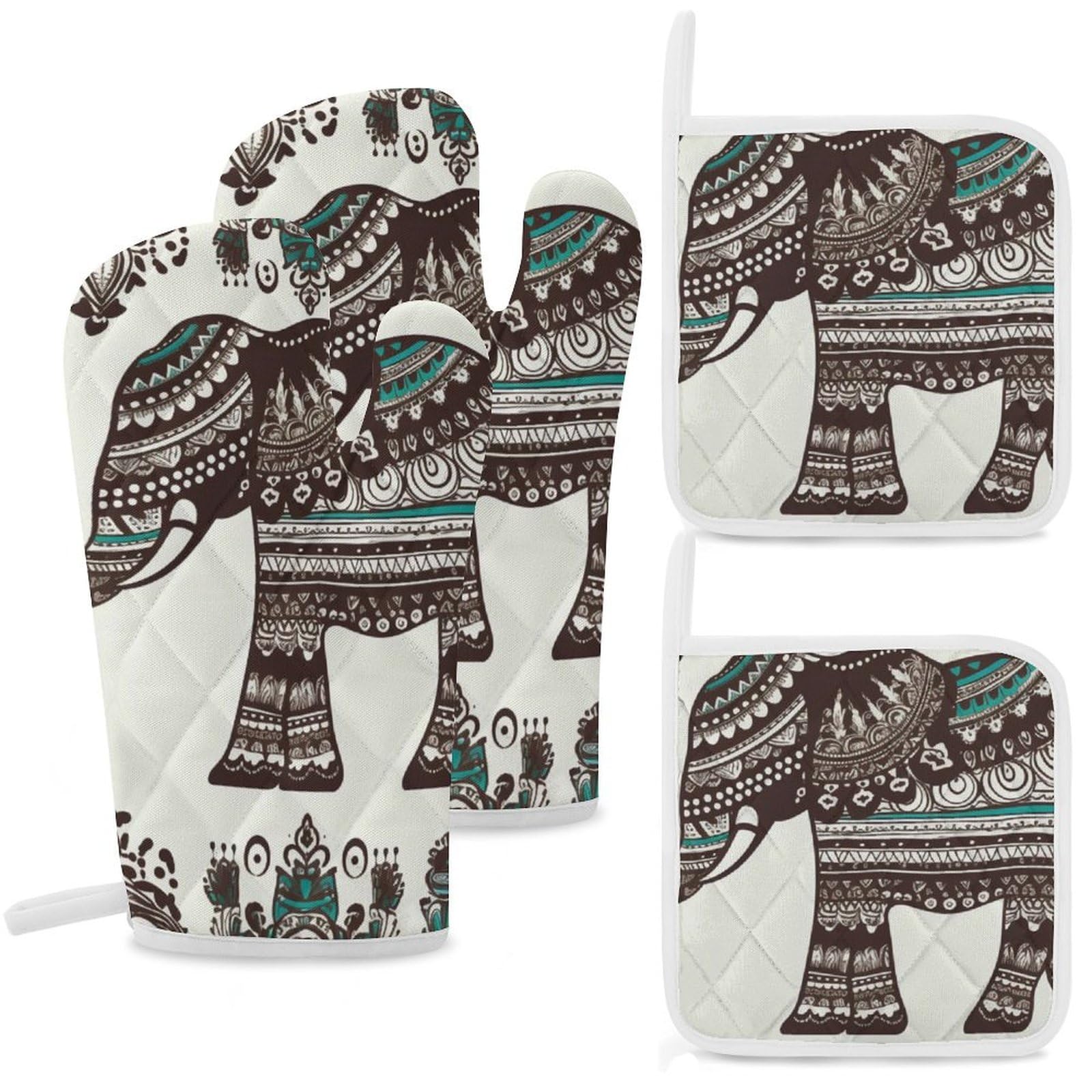 Maniques de cuisine éléphant stop brûlures gants isolants pour four et pâtisserie