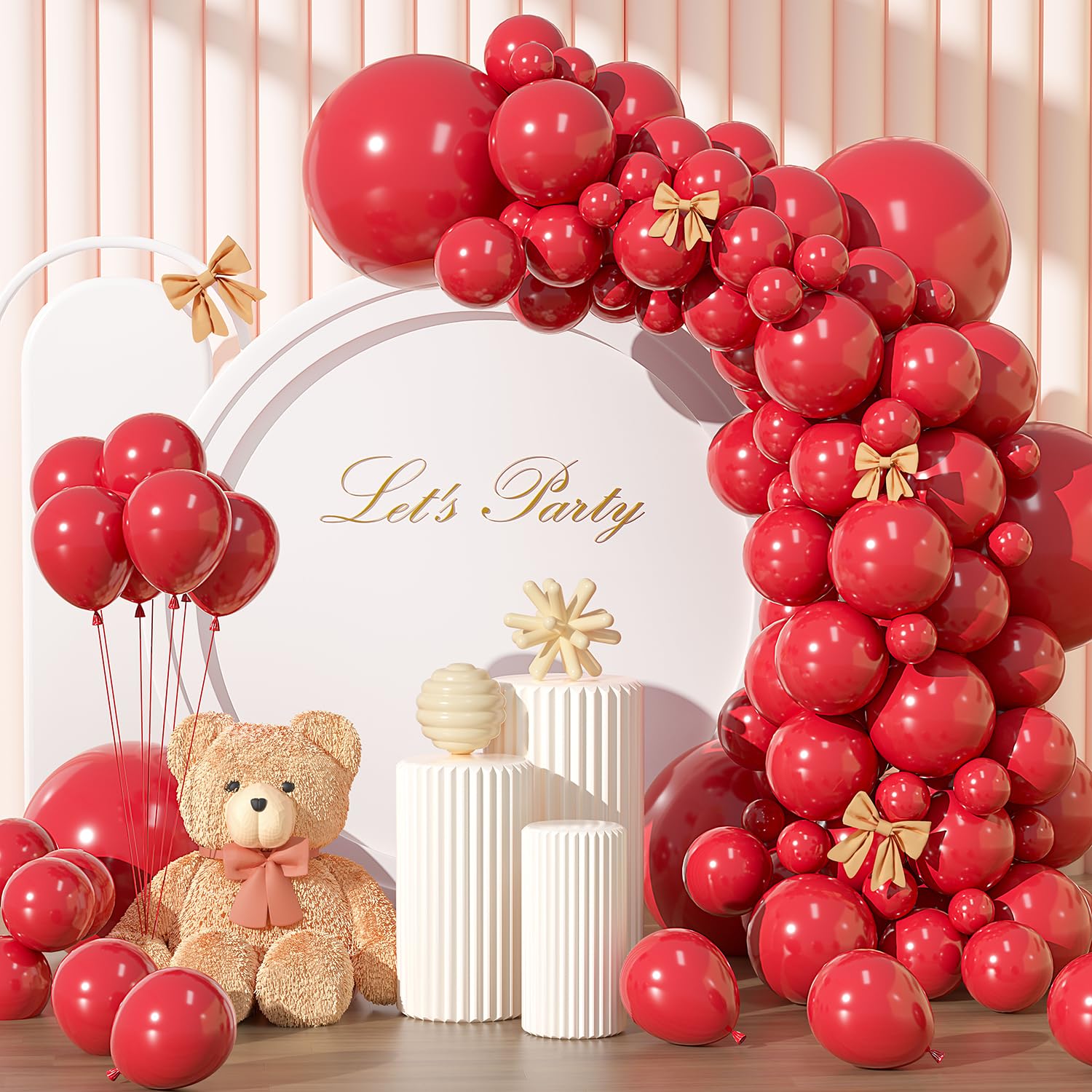 Photo 1 of 135pcs Red Balloon Arch Kit Different Sizes of 18 12 10 5 Inch Red Party Decorations for Baby Shower Gender Reveal Wedding Birthday Party Decorations