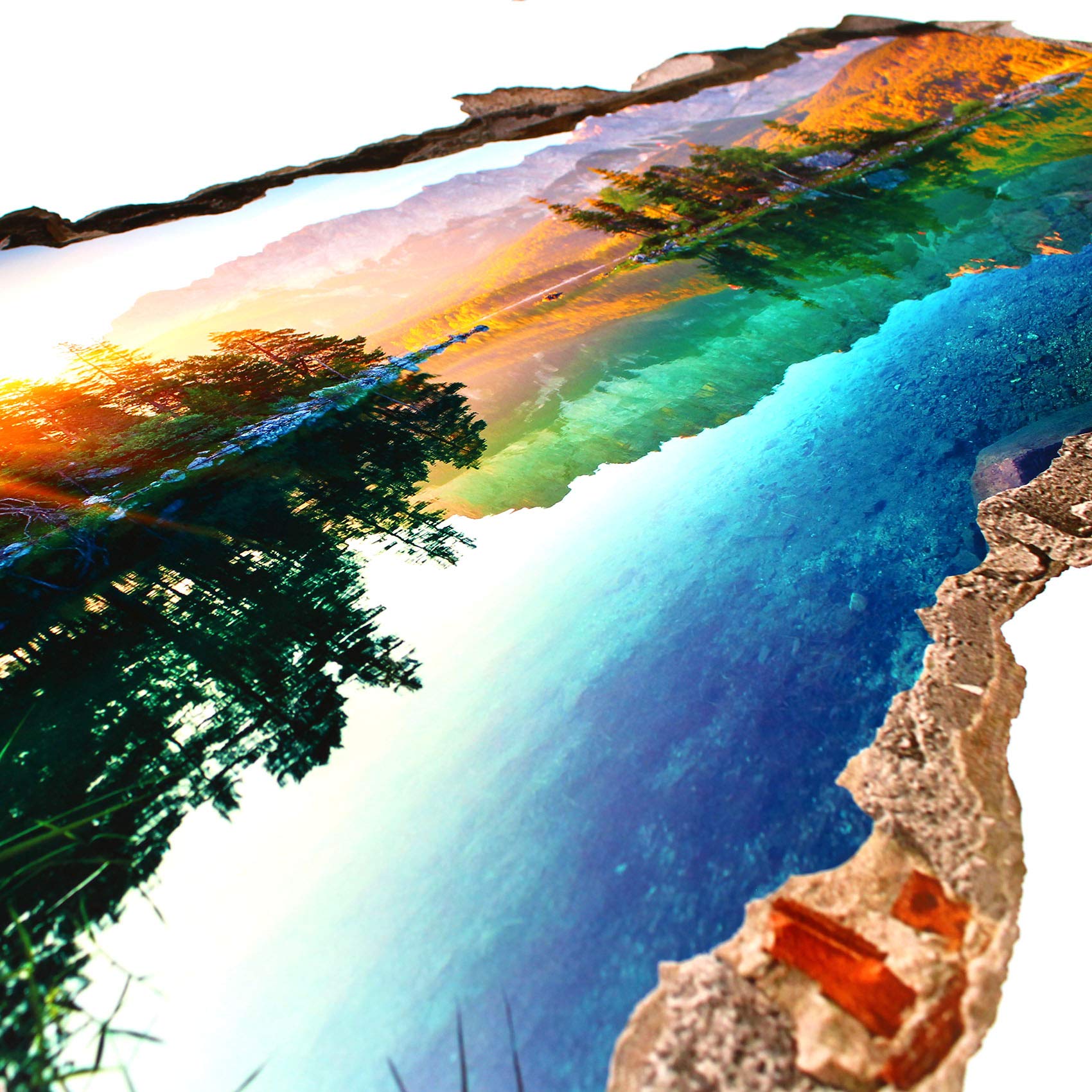 Sticker mural, 3D, pour chambre à coucher ou salon, motif de villes et paysage, h x l : 60 x 100 cm, (WL59 pointe du train)