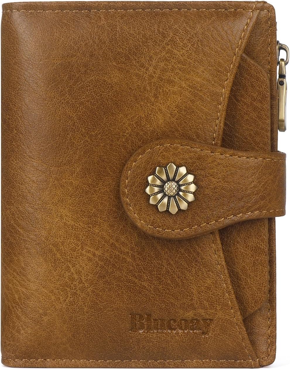 Blucoay Womens Wallet,RFID Blocking Wallet Women,Soft Leather Bifold Small Wallets For Woman Card Holder With Removable ID Window brown
