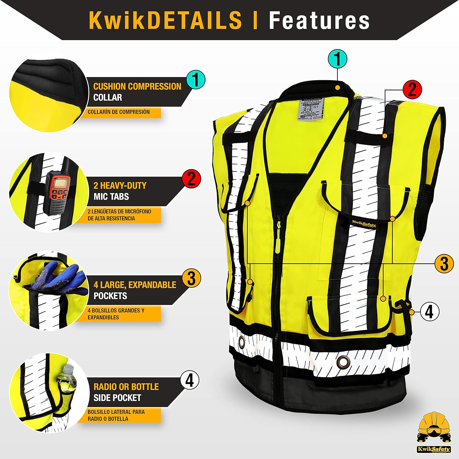 KwikSafety - Charlotte, NC - GODFATHER Safety Vest [CUSHIONED COLLAR + TABLET POCKET] ANSI OSHA - Image 4
