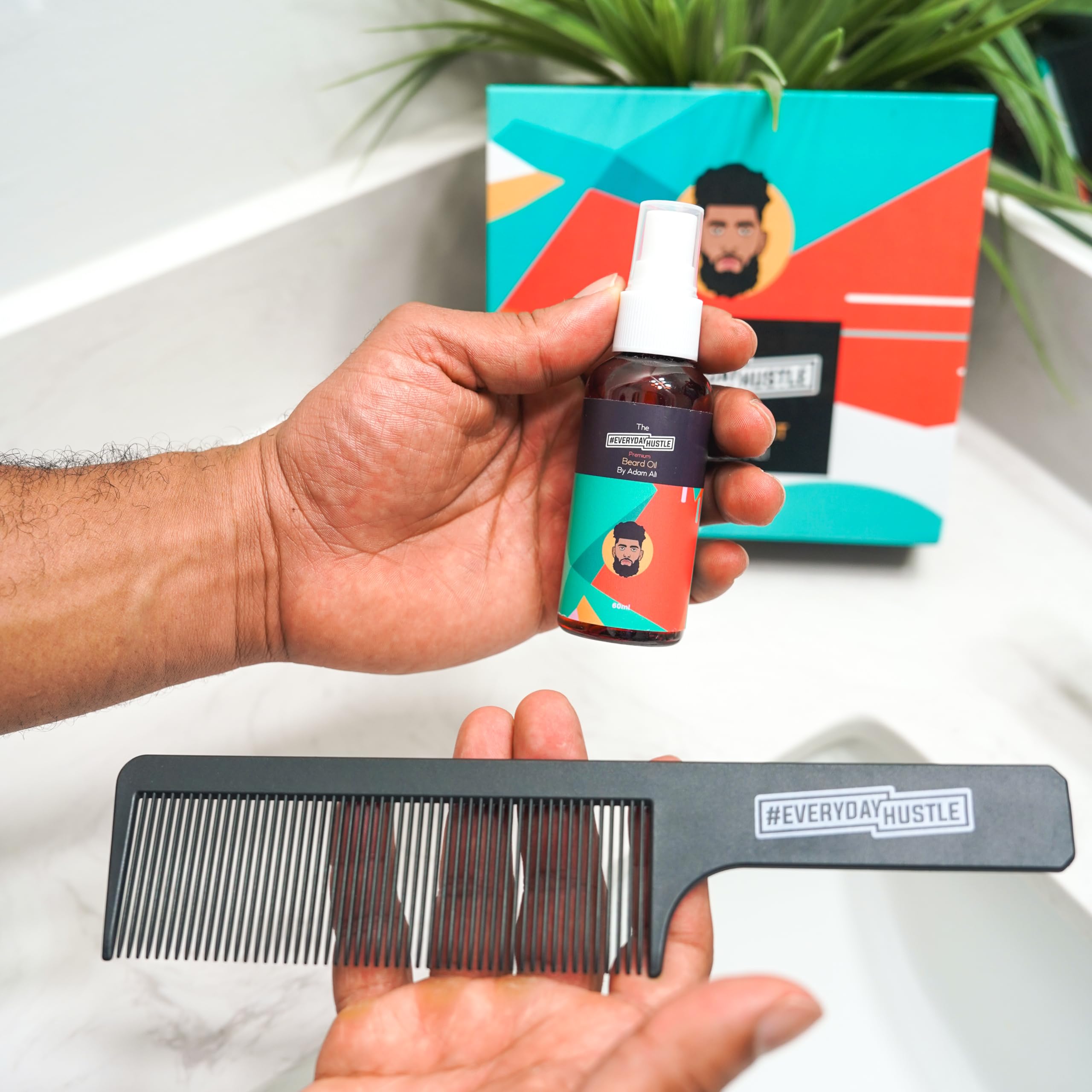 #EverydayHustle Beard Comb for men | Durable comb designed for beard styling and detangling | 9inch sturdy comb for beard care | For personal and professional barber use 1
