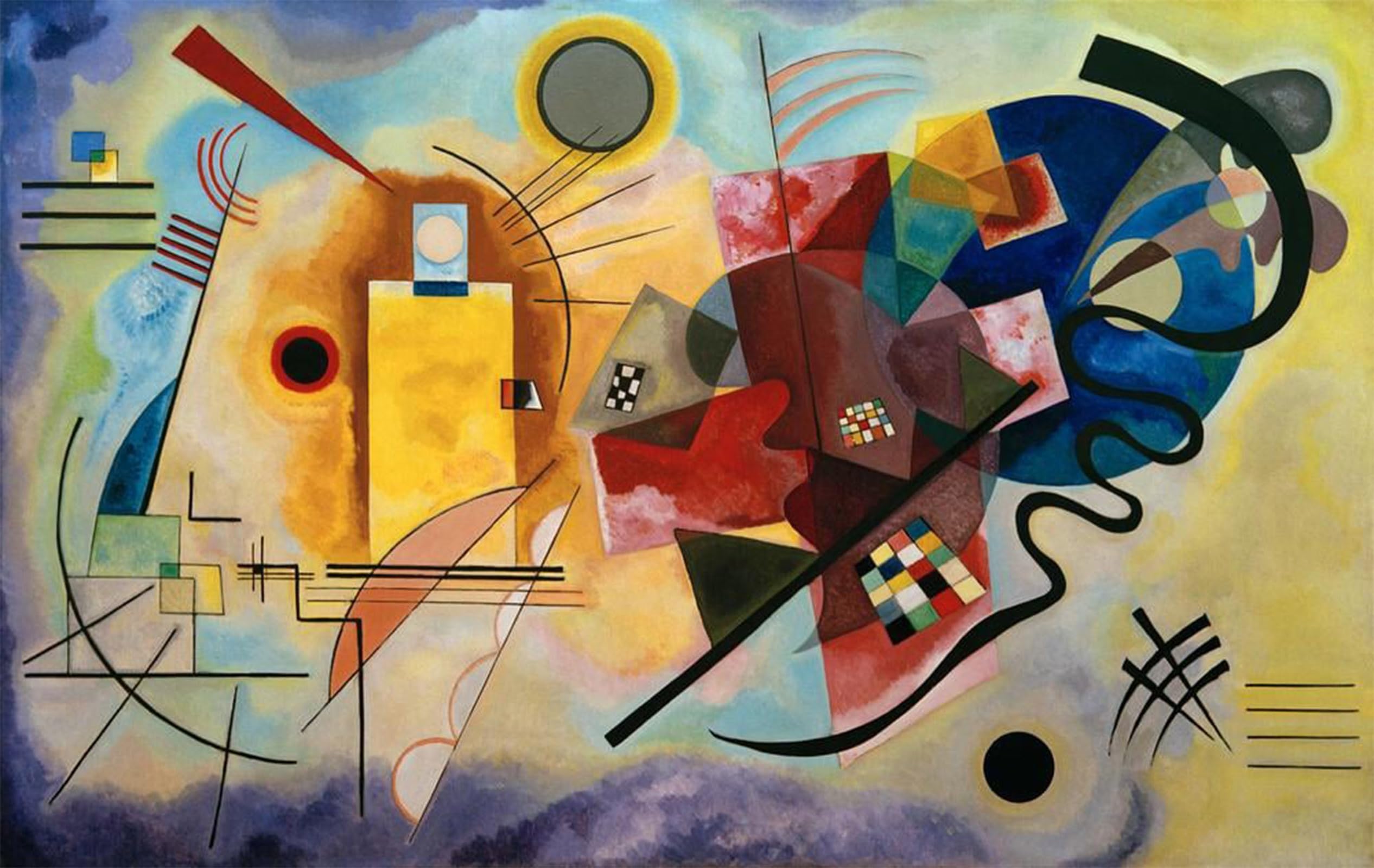 SERENDIPITP Abstract Painting Mural Print Picture Wall Decor Painting Gelb rot blau by wassily kandinsky Vintage Wall Artwork for Home Decor 60x90cm