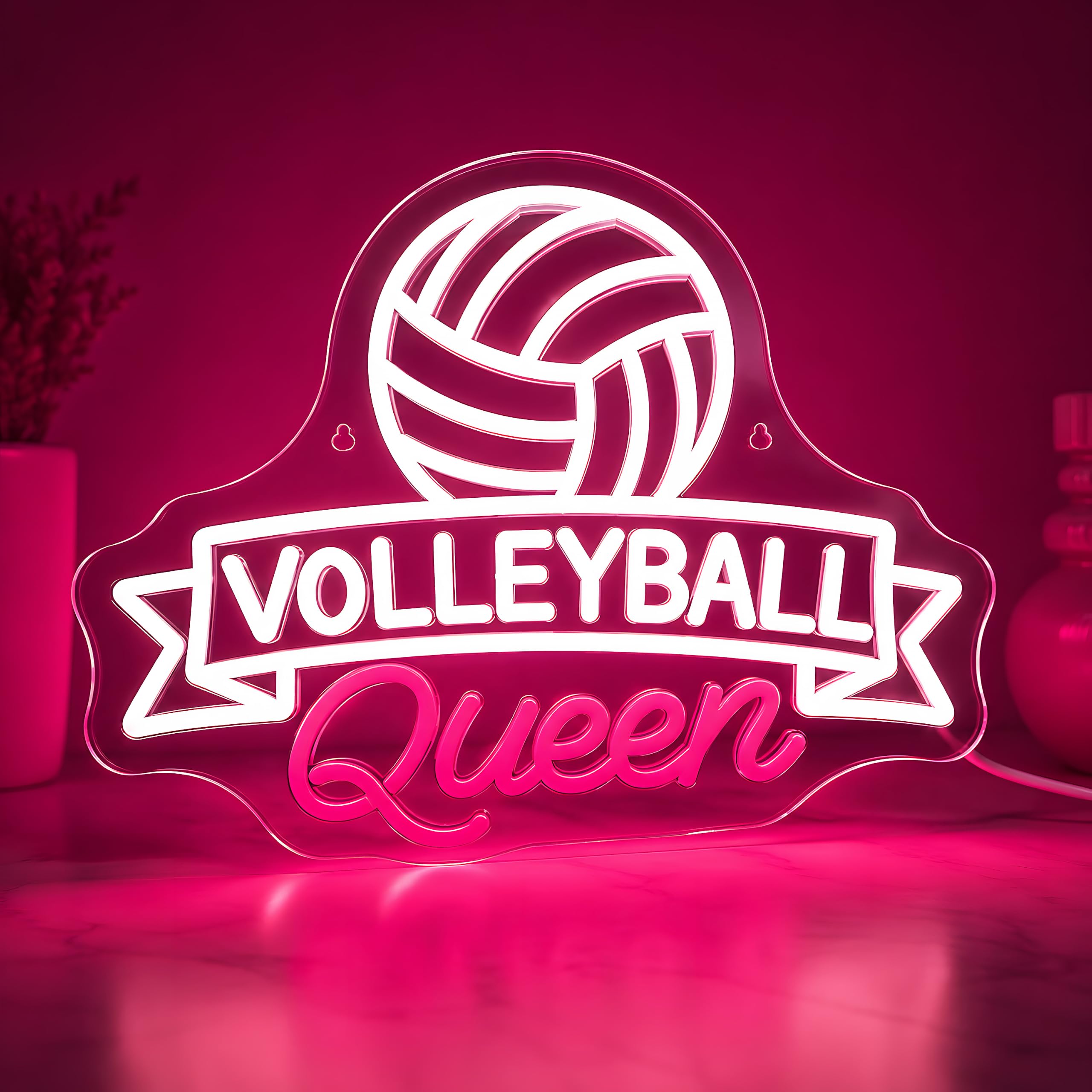 Letrero de neón de reina de voleibol, luz de pared LED deportiva para decoración de dormitorio, luz de neón regulable alimentada por USB para dormitorio, sala de juegos, fiesta de equipo, idea de