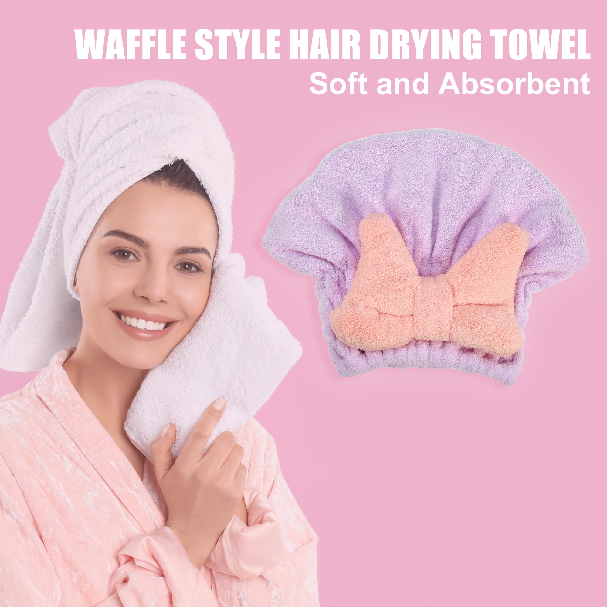 VOCOSTE Teenager Coral Fleece Hair Drying Towel Dry Cap, Towel Cap Quick Drying Lightweight for After Bath Drying Hair, Purple