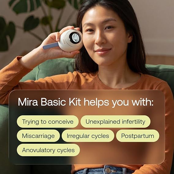 Mira Fertility Plus Tracking Monitor Kit with 10 Estrogen + LH Ovulation Test Wands and Connected App, Patented Smart System Predicts Ovulation with Actual LH and E3G Concentrations