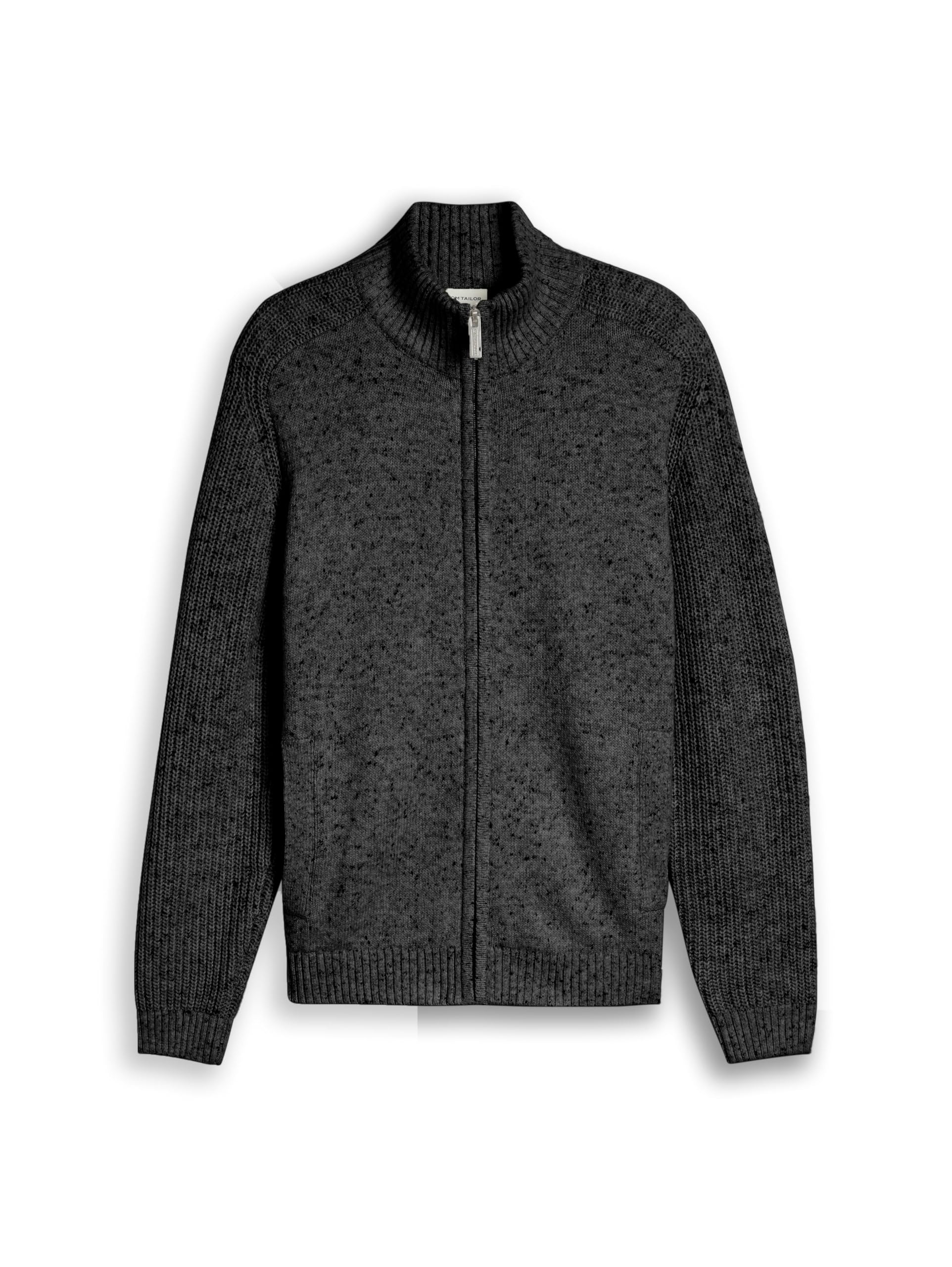Tom Tailor GmbH Men's 1054159 Knitted Jumper with Wool Content, 41504 - Black Tonal Neps, XS