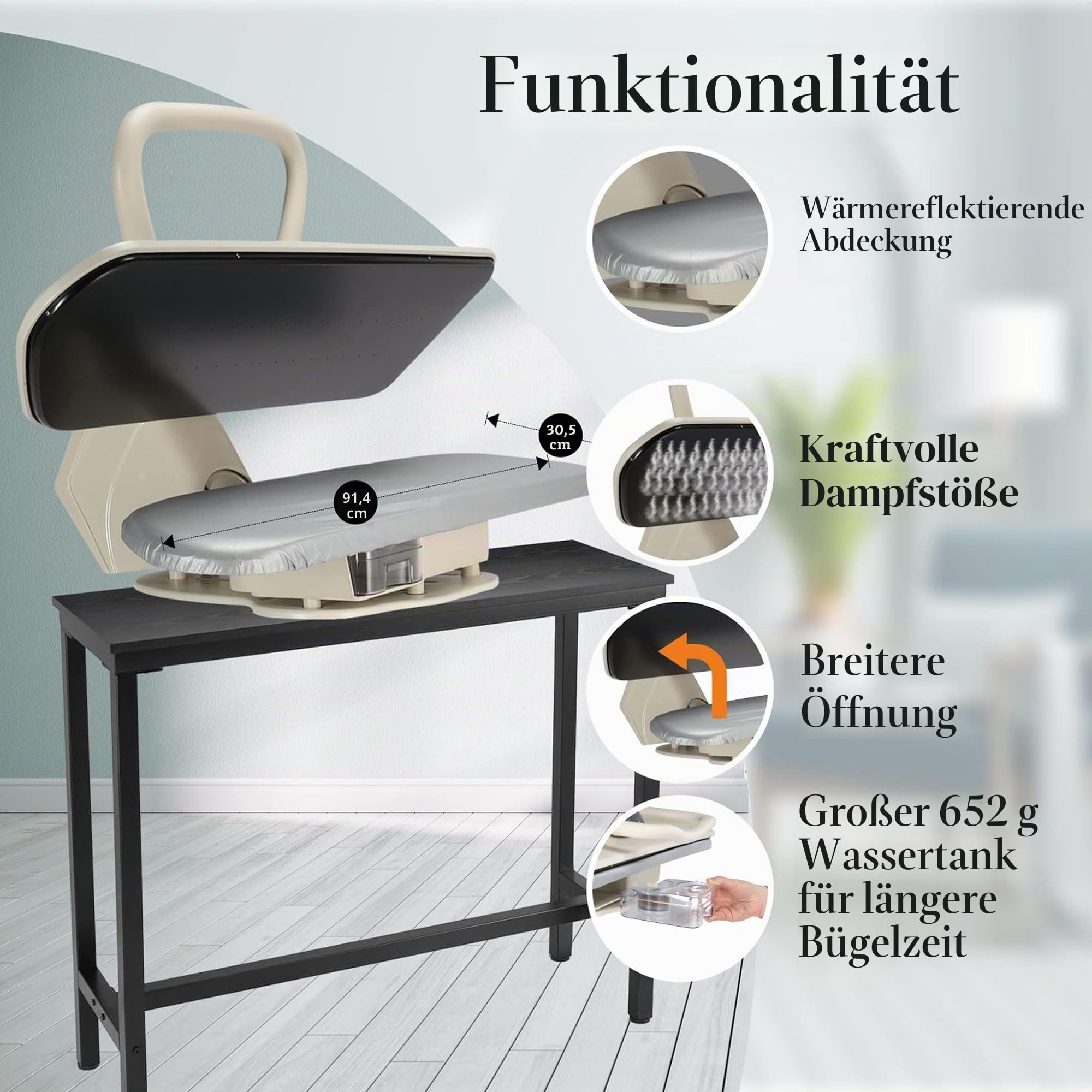 Speedypress Dampfbügelpresse 91HD Silber, strapazierfähig, professionell, 91 cm (+ kostenloser Bügelaufsatz, Antikalk-Wasserfilter, Ersatzbezug und Schaumstoffunterfilz)