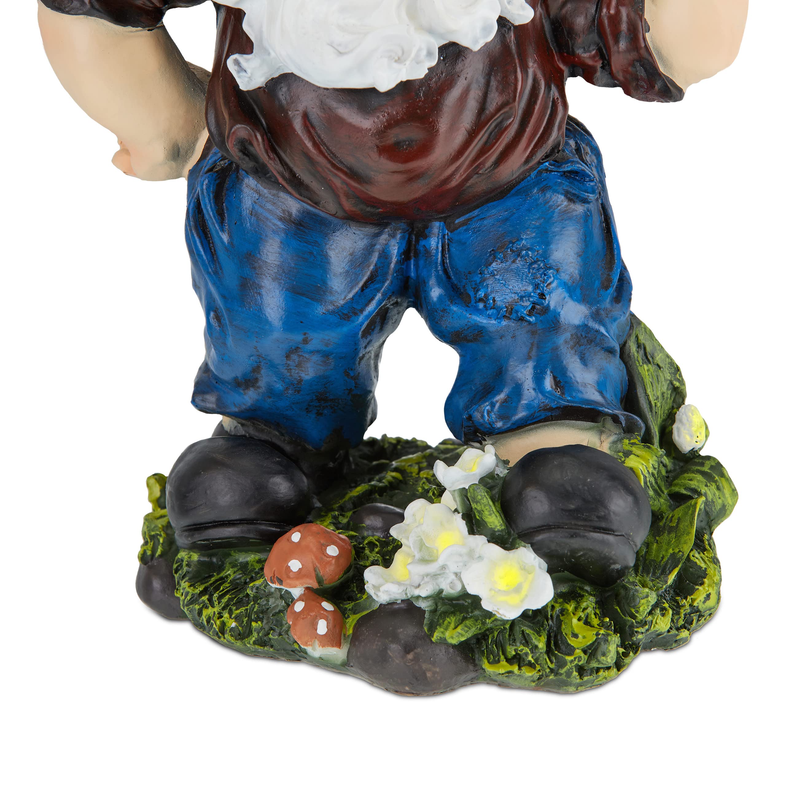 Relaxdays Gnomo de Jardín con Azada, Resistente Intemperie y Heladas, 32x19x14cm, Figura Enano, Piedra Falsa, Multicolor, Polirresina