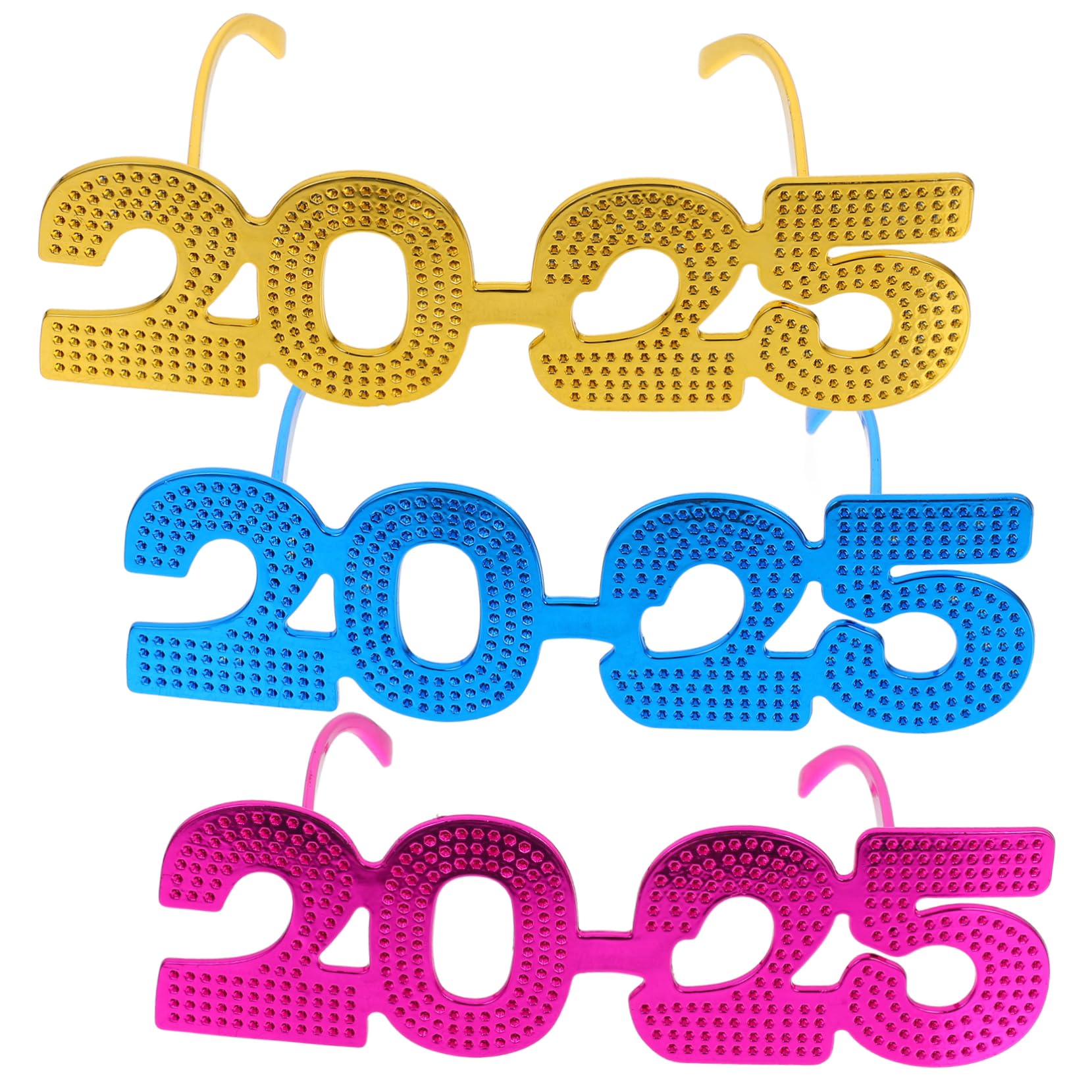 KOMBIUDA 3pcs Year Theme Digital Glasses 2025 Light up Neon Glow Glasses for Party Photo Booth Props Easy Clean Stylish for Year's Eve Celebration